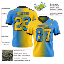 Load image into Gallery viewer, Custom Powder Blue Yellow-Black Mesh Authentic Gradient Fashion Football Jersey
