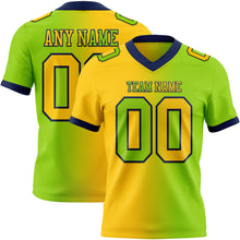 Load image into Gallery viewer, Custom Neon Green Yellow-Navy Mesh Authentic Gradient Fashion Football Jersey
