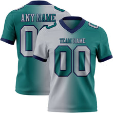 Load image into Gallery viewer, Custom Teal Gray-Navy Mesh Authentic Gradient Fashion Football Jersey
