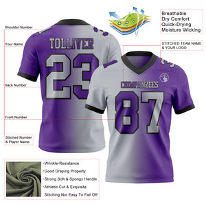 Custom Purple Gray-Black Mesh Authentic Gradient Fashion Football Jersey