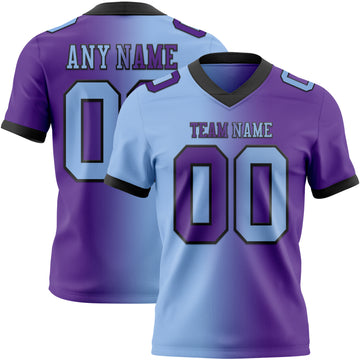 Custom Purple Light Blue-Black Mesh Authentic Gradient Fashion Football Jersey