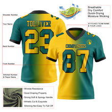 Load image into Gallery viewer, Custom Teal Yellow-Black Mesh Authentic Gradient Fashion Football Jersey
