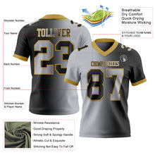 Load image into Gallery viewer, Custom Black Gray-Old Gold Mesh Authentic Gradient Fashion Football Jersey
