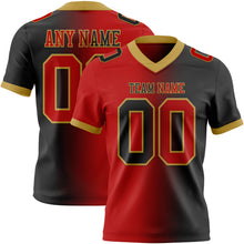 Load image into Gallery viewer, Custom Black Red-Old Gold Mesh Authentic Gradient Fashion Football Jersey
