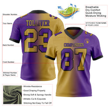 Load image into Gallery viewer, Custom Purple Old Gold-Black Mesh Authentic Gradient Fashion Football Jersey
