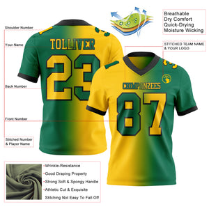 Custom Kelly Green Yellow-Black Mesh Authentic Gradient Fashion Football Jersey