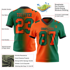 Custom Kelly Green Orange-Black Mesh Authentic Gradient Fashion Football Jersey