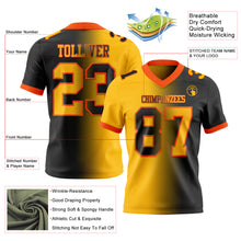 Load image into Gallery viewer, Custom Black Gold-Orange Mesh Authentic Gradient Fashion Football Jersey
