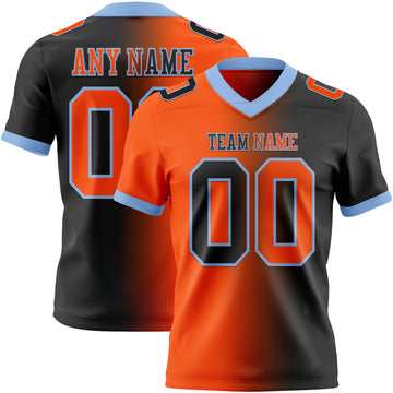 Custom Black Orange-Light Blue Mesh Authentic Gradient Fashion Football Jersey