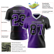 Load image into Gallery viewer, Custom Black Purple-Gray Mesh Authentic Gradient Fashion Football Jersey
