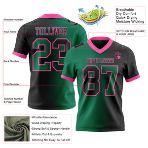 Custom Black Kelly Green-Pink Mesh Authentic Gradient Fashion Football Jersey