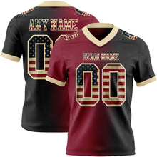 Load image into Gallery viewer, Custom Black Vintage USA Flag Crimson-Cream Mesh Authentic Gradient Fashion Football Jersey
