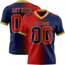 Load image into Gallery viewer, Custom Navy Red-Old Gold Mesh Authentic Gradient Fashion Football Jersey
