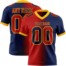 Load image into Gallery viewer, Custom Navy Red-Gold Mesh Authentic Gradient Fashion Football Jersey
