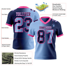 Load image into Gallery viewer, Custom Navy Light Blue-Pink Mesh Authentic Gradient Fashion Football Jersey
