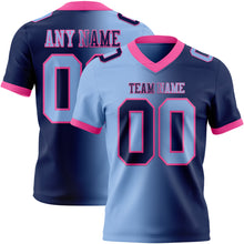 Load image into Gallery viewer, Custom Navy Light Blue-Pink Mesh Authentic Gradient Fashion Football Jersey
