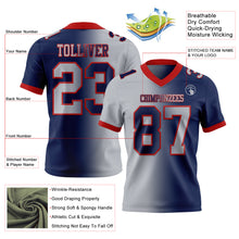 Load image into Gallery viewer, Custom Navy Gray-Red Mesh Authentic Gradient Fashion Football Jersey
