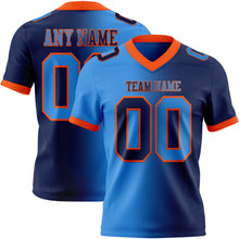 Load image into Gallery viewer, Custom Navy Powder Blue-Orange Mesh Authentic Gradient Fashion Football Jersey
