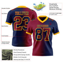 Load image into Gallery viewer, Custom Navy Maroon-Gold Mesh Authentic Gradient Fashion Football Jersey
