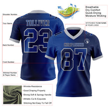 Load image into Gallery viewer, Custom Navy Royal-Gray Mesh Authentic Gradient Fashion Football Jersey
