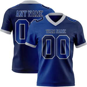 Custom Navy Royal-Gray Mesh Authentic Gradient Fashion Football Jersey