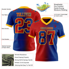 Load image into Gallery viewer, Custom Royal Red-Gold Mesh Authentic Gradient Fashion Football Jersey
