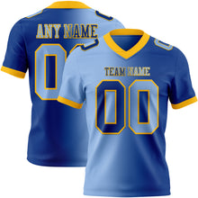 Load image into Gallery viewer, Custom Royal Light Blue-Gold Mesh Authentic Gradient Fashion Football Jersey
