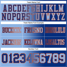 Load image into Gallery viewer, Custom Royal Light Blue-Orange Mesh Authentic Gradient Fashion Football Jersey
