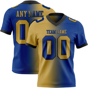 Custom Royal Old Gold-Black Mesh Authentic Gradient Fashion Football Jersey