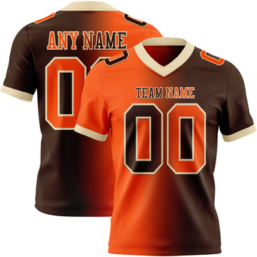 Custom Brown Orange-Cream Mesh Authentic Gradient Fashion Football Jersey