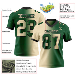 Custom Green Cream-Black Mesh Authentic Gradient Fashion Football Jersey