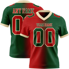 Load image into Gallery viewer, Custom Green Red-Cream Mesh Authentic Gradient Fashion Football Jersey
