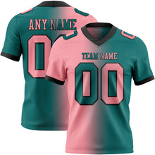 Load image into Gallery viewer, Custom Teal Medium Pink-Black Mesh Authentic Gradient Fashion Football Jersey
