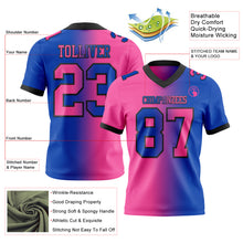 Load image into Gallery viewer, Custom Thunder Blue Pink-Black Mesh Authentic Gradient Fashion Football Jersey
