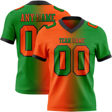 Load image into Gallery viewer, Custom Grass Green Orange-Black Mesh Authentic Gradient Fashion Football Jersey
