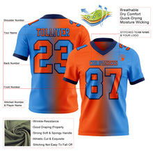 Load image into Gallery viewer, Custom Powder Blue Orange-Navy Mesh Authentic Gradient Fashion Football Jersey
