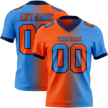 Load image into Gallery viewer, Custom Powder Blue Orange-Navy Mesh Authentic Gradient Fashion Football Jersey
