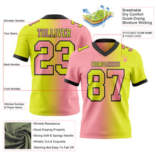 Load image into Gallery viewer, Custom Neon Yellow Medium Pink-Black Mesh Authentic Gradient Fashion Football Jersey
