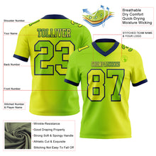 Load image into Gallery viewer, Custom Neon Yellow Neon Green-Navy Mesh Authentic Gradient Fashion Football Jersey
