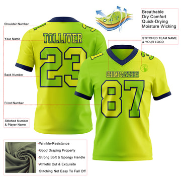 Custom Neon Yellow Neon Green-Navy Mesh Authentic Gradient Fashion Football Jersey