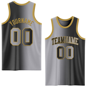 Custom Black Gray-Old Gold Authentic Gradient Fashion Basketball Jersey