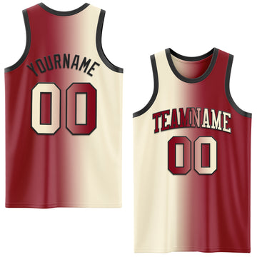 Custom Maroon Cream-Black Authentic Gradient Fashion Basketball Jersey