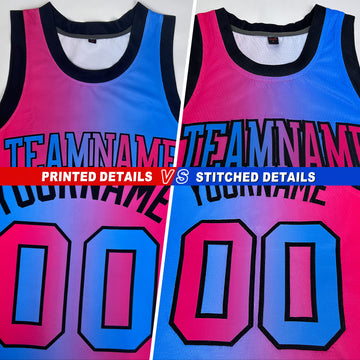 Custom Black Aqua-Pink Authentic Gradient Fashion Basketball Jersey