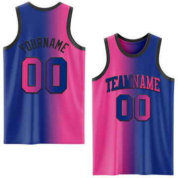 Custom Royal Pink-Black Authentic Gradient Fashion Basketball Jersey