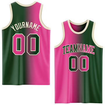 Custom Green Pink-Cream Authentic Gradient Fashion Basketball Jersey