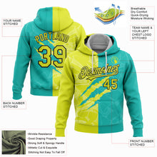 Load image into Gallery viewer, Custom Stitched Graffiti Pattern Neon Yellow Aqua-Black 3D Scratch Sports Pullover Sweatshirt Hoodie
