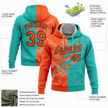 Load image into Gallery viewer, Custom Stitched Graffiti Pattern Orange Aqua-Black 3D Scratch Sports Pullover Sweatshirt Hoodie
