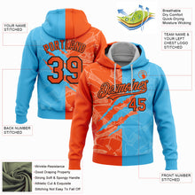 Load image into Gallery viewer, Custom Stitched Graffiti Pattern Orange Sky Blue-Black 3D Scratch Sports Pullover Sweatshirt Hoodie
