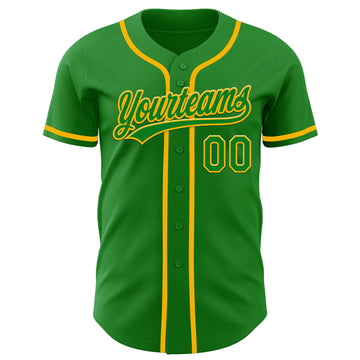 Custom Grass Green Gold Authentic Baseball Jersey