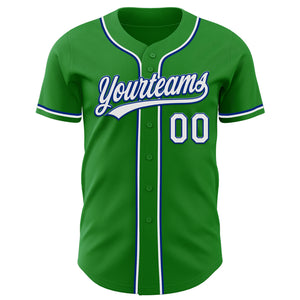 Custom Grass Green White-Royal Authentic Baseball Jersey